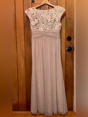 Brianna Elegant Blush Evening Gown with Sequin Bodice